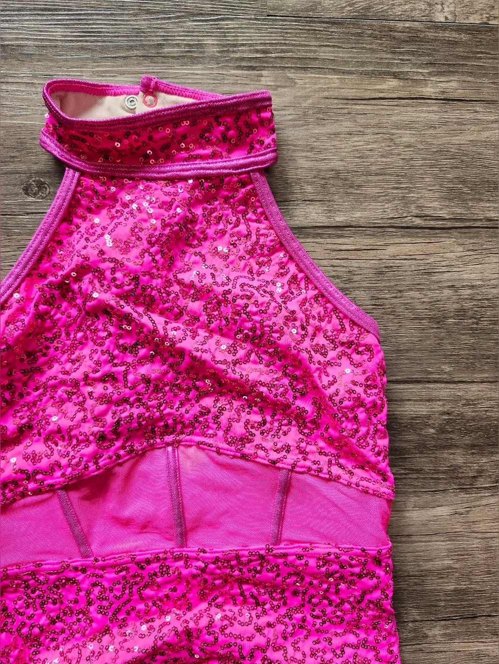 Balera Hot Pink Sequin Halter Dance Leotard Costume